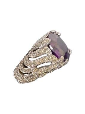 BIG Vintage  Sterling Silver JM Women's Ring Sz  9 cocktail Ring 13 Grams